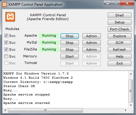 xammp console